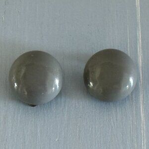 Fabulous Vintage Clip On Earrings Gray Plastic Button Style Signed W Germany